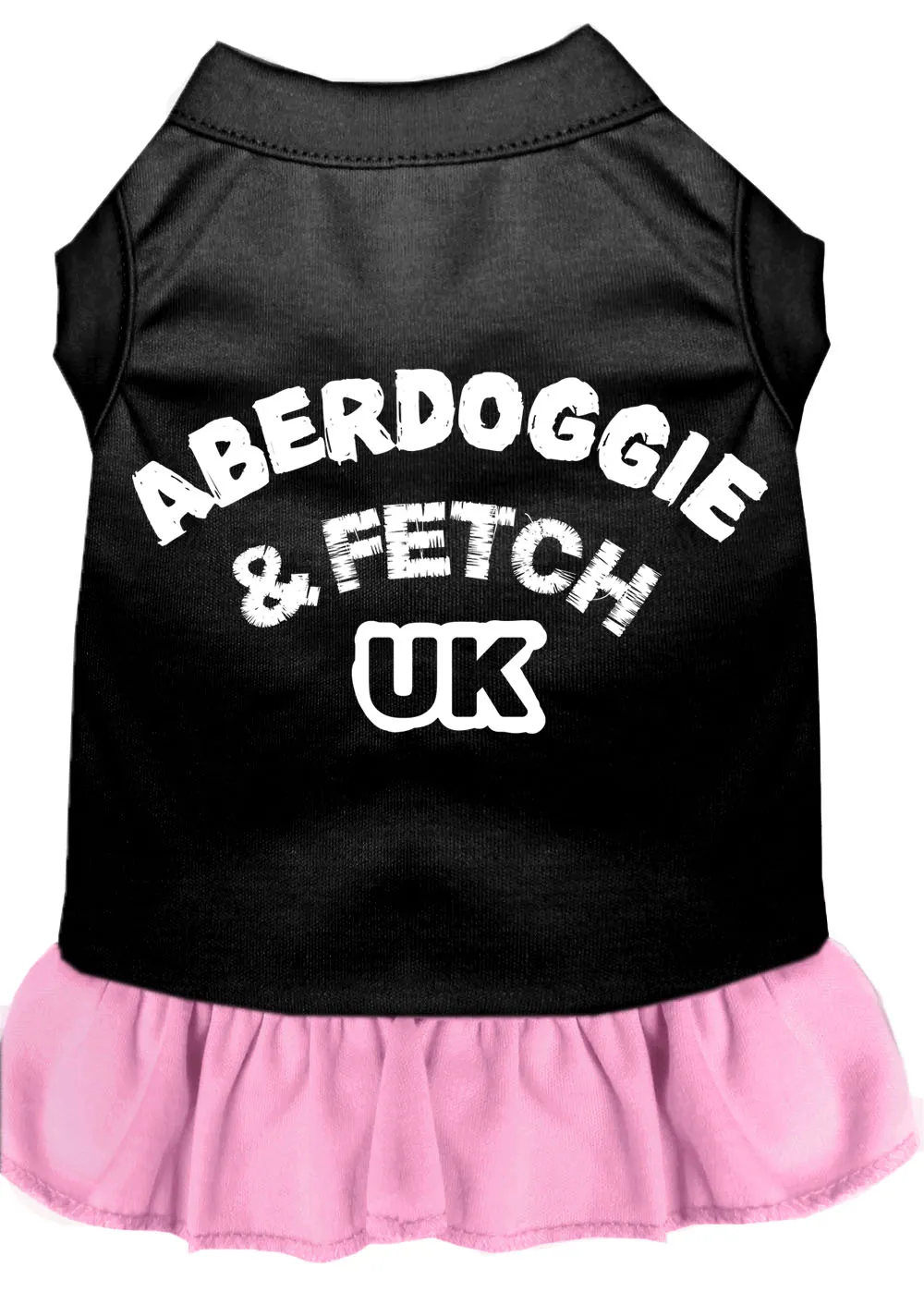 Aberdoggie Uk Screen Print Dog Dress Black With Light Pink Xxl