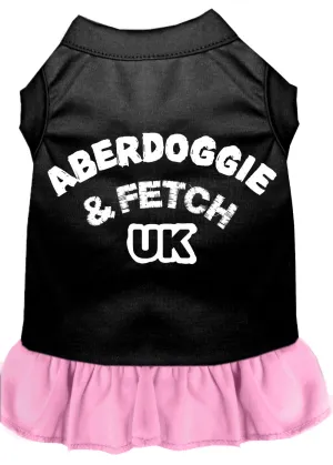 Aberdoggie Uk Screen Print Dog Dress Black With Light Pink Xxl