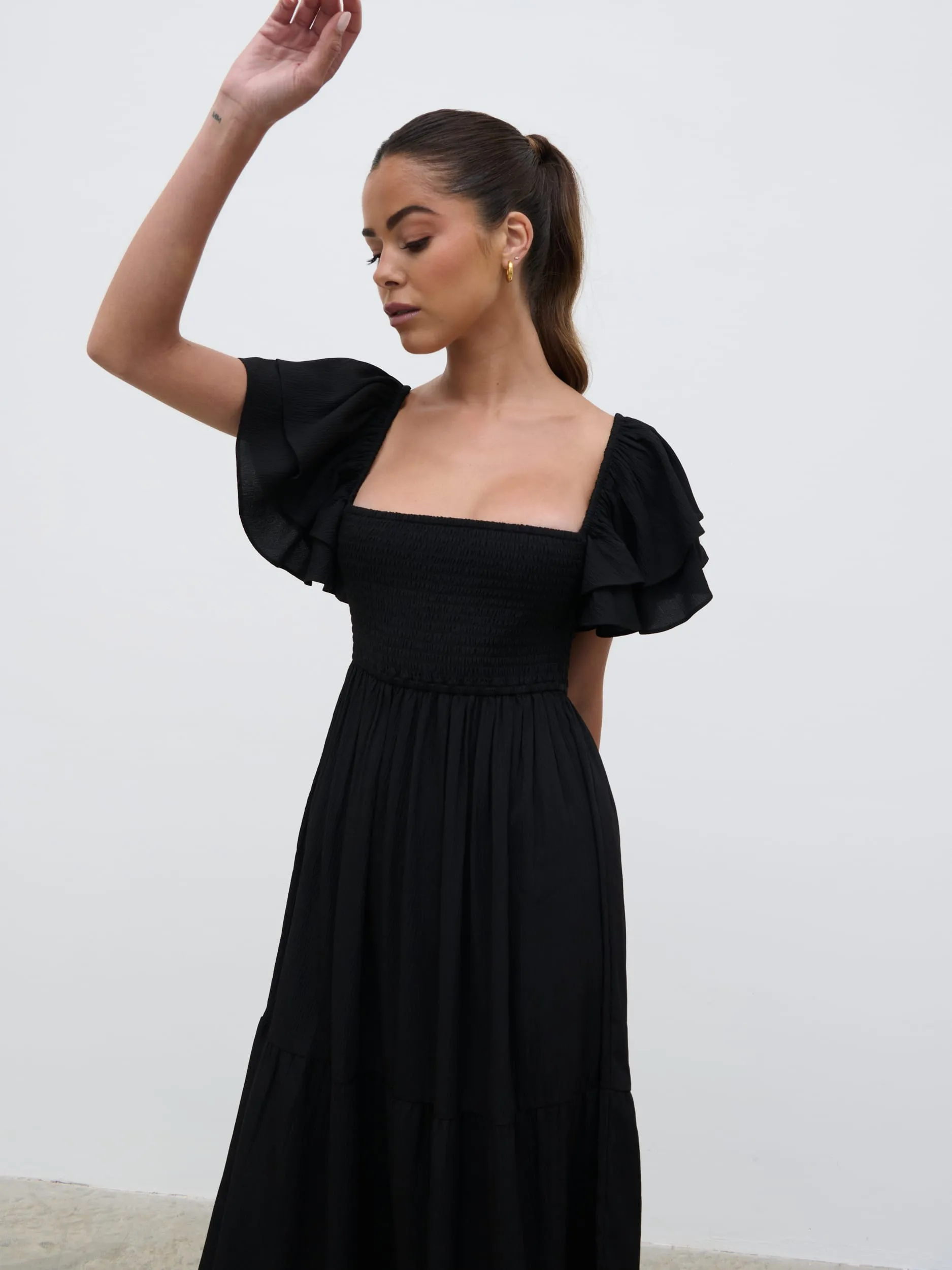 Althea Frill Easywear Day Dress - Black