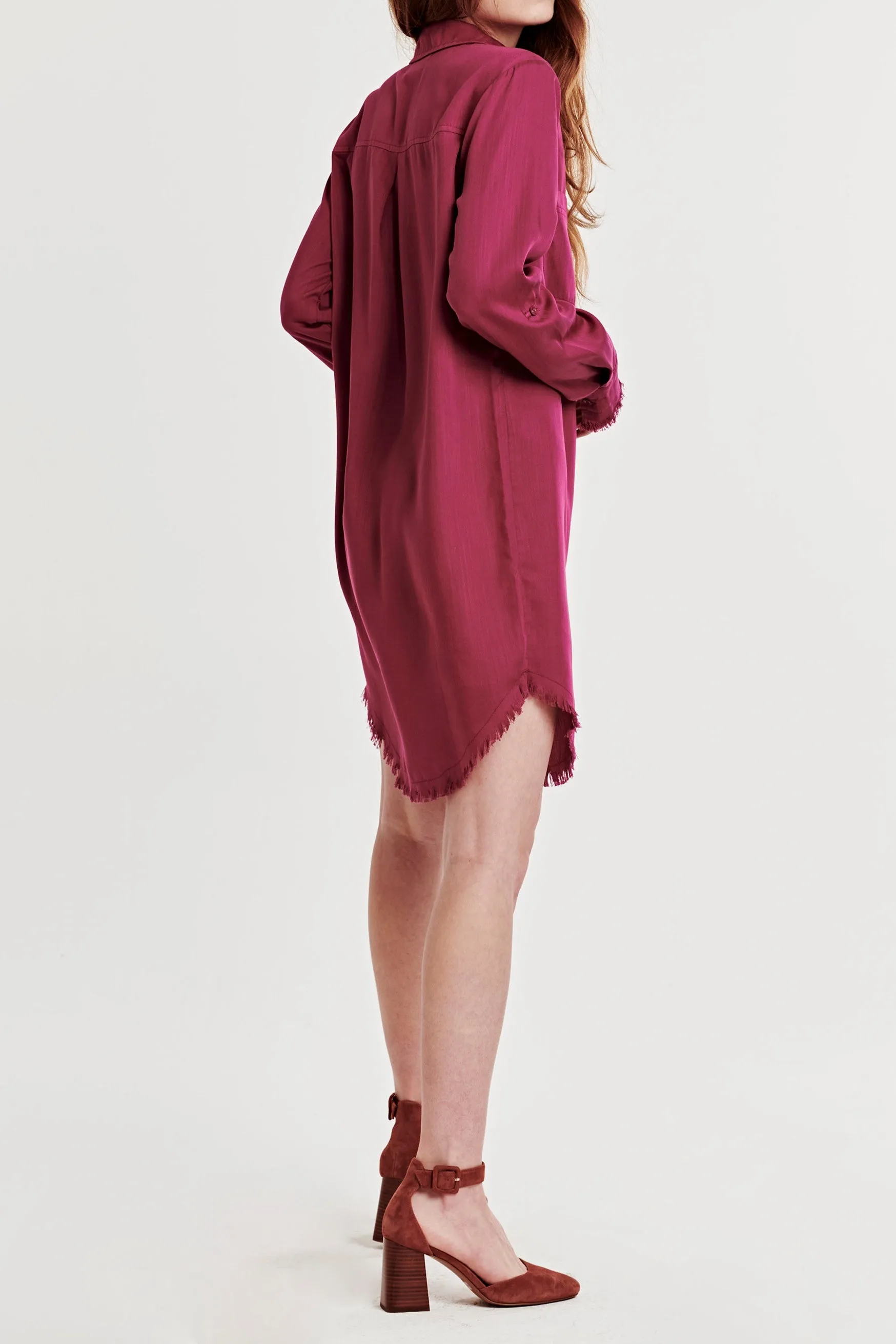 AVERY BUTTON FRONT DRESS PURPLE WINE