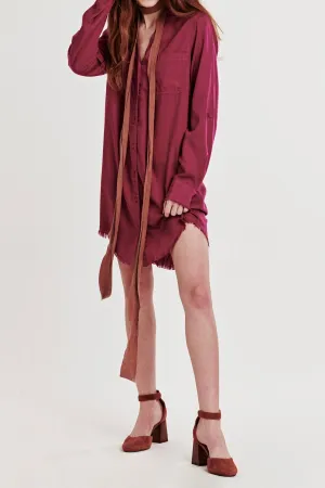 AVERY BUTTON FRONT DRESS PURPLE WINE