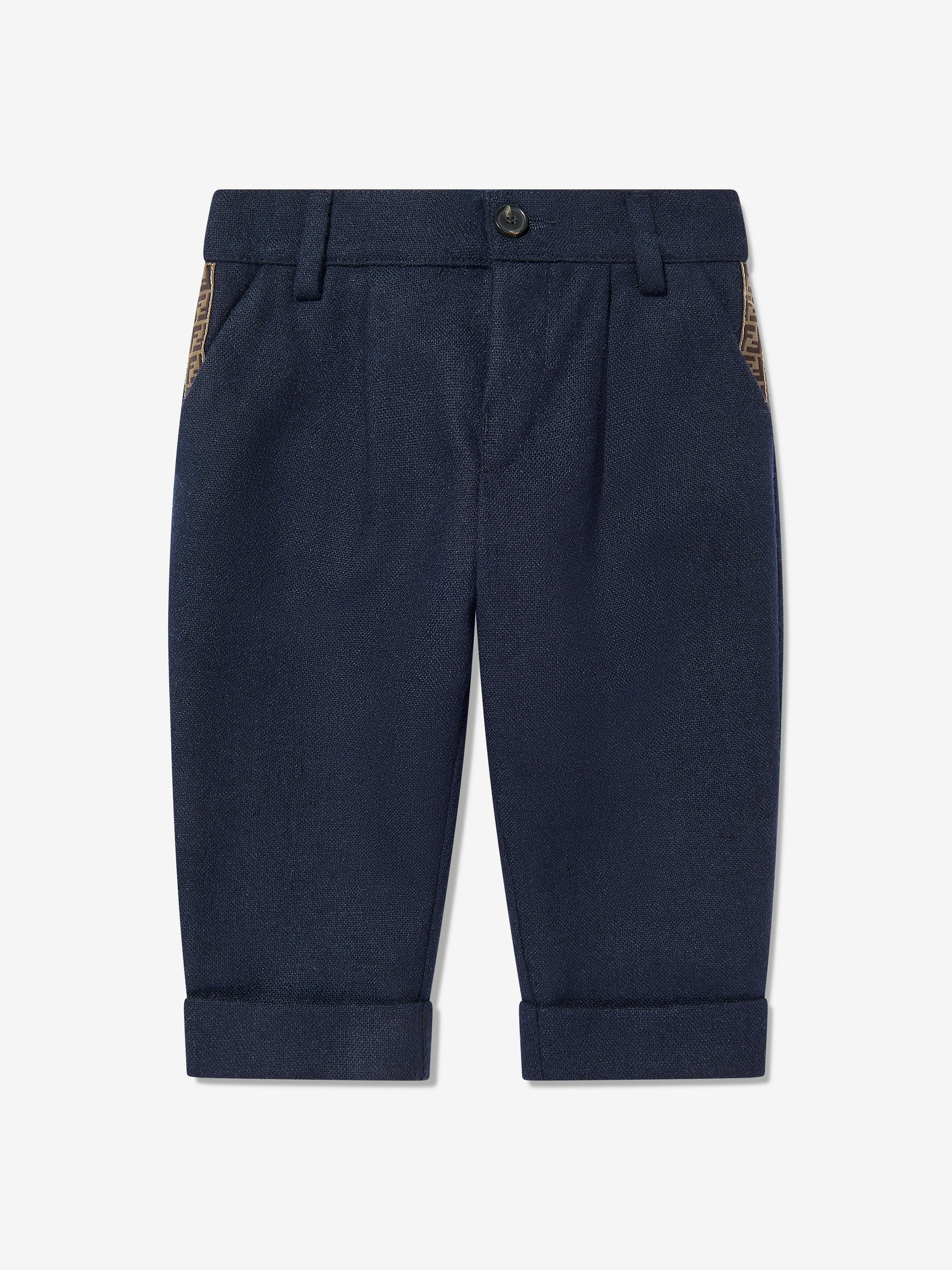 Baby Boys Flannel Trousers in Navy