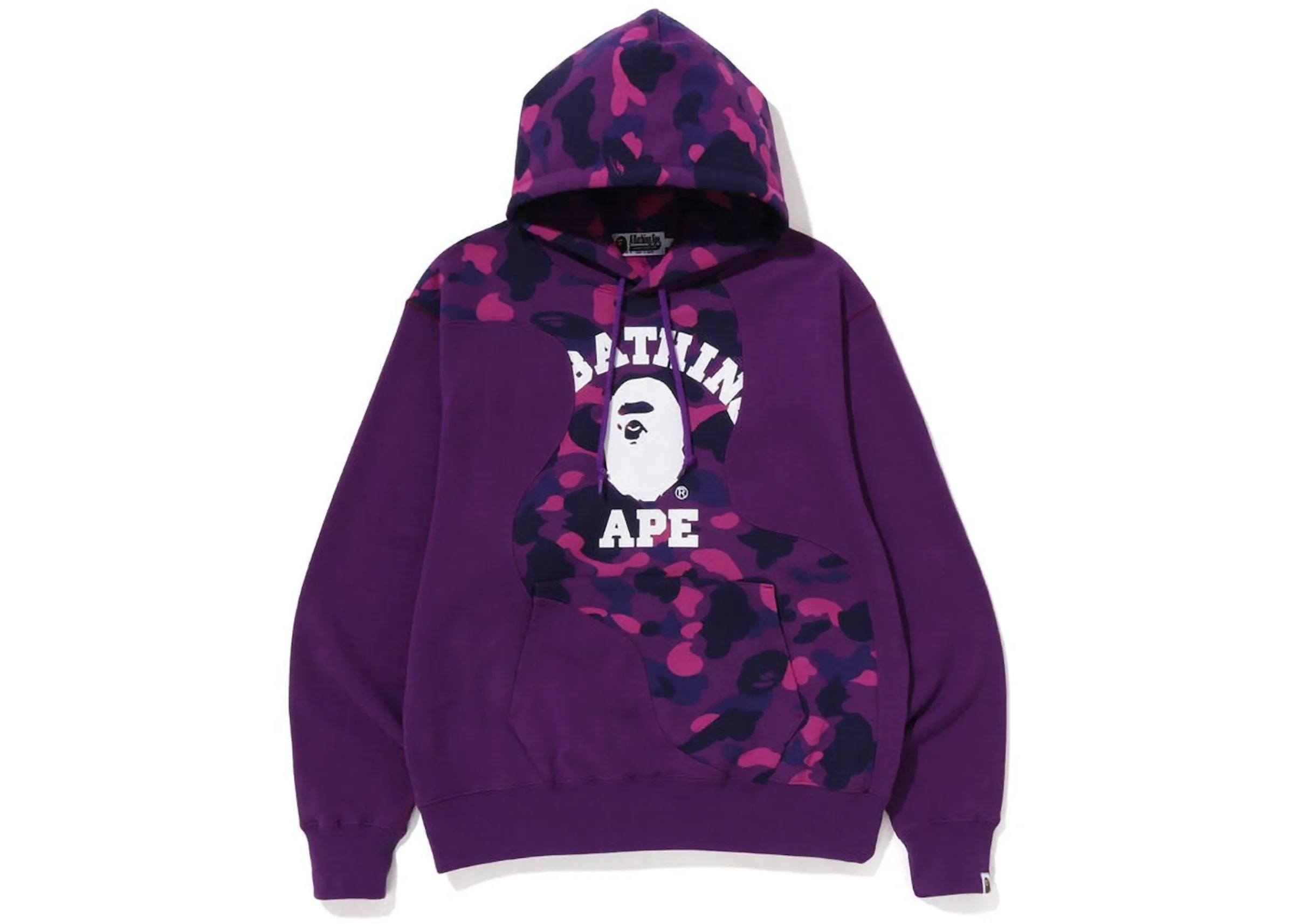 BAPE Color Camo College Cutting Relaxed Fit Hoodie Purple