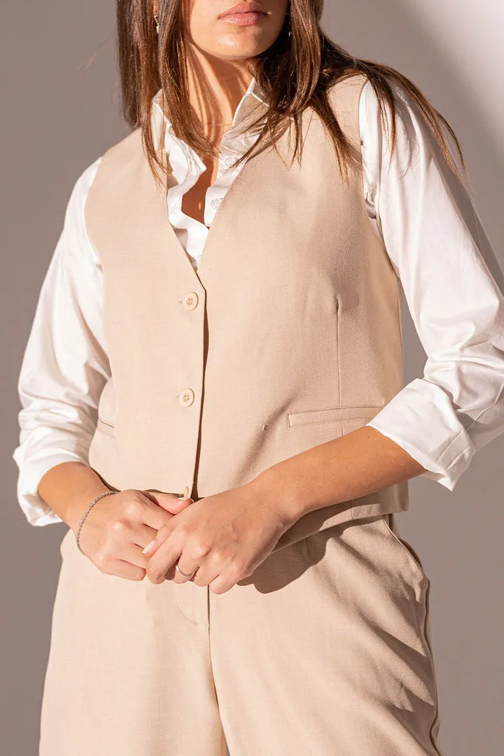 Beige Formal Vest