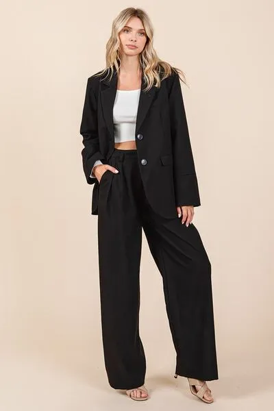 Black Pintuck Detail High Rise Trousers