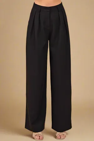 Black Pintuck Detail High Rise Trousers