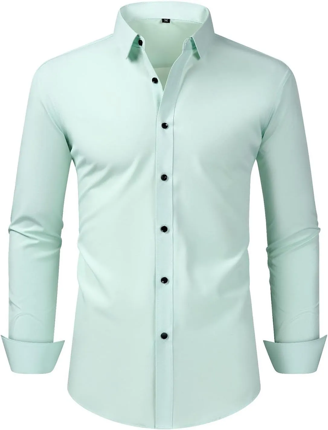 Cambkatl Men's Slim Fit Dress Shirts Stretch Long Sleeve Classic Solid Business Casual Button Down Shirts