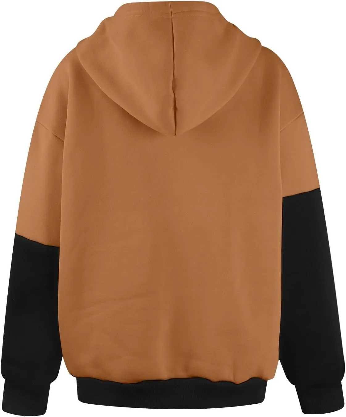 Fleece Hoodie Women Oversized Color Block Cowl Neck Hooded Pullover Casual Loose Drop Shoulder Sweatpants with Pockets