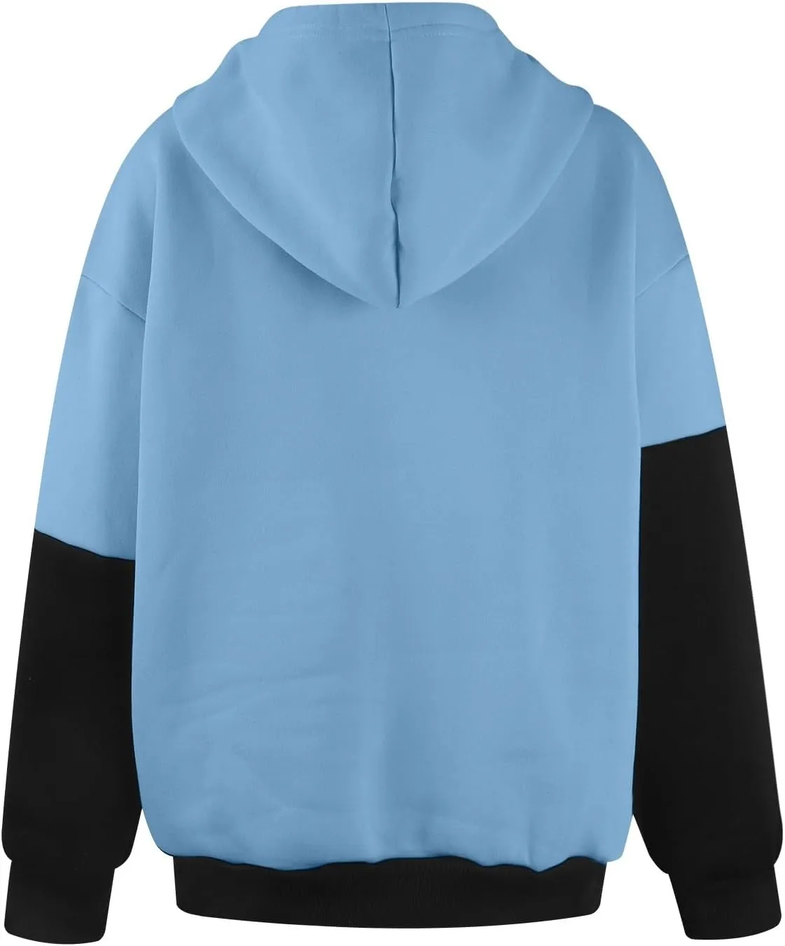 Fleece Hoodie Women Oversized Color Block Cowl Neck Hooded Pullover Casual Loose Drop Shoulder Sweatpants with Pockets