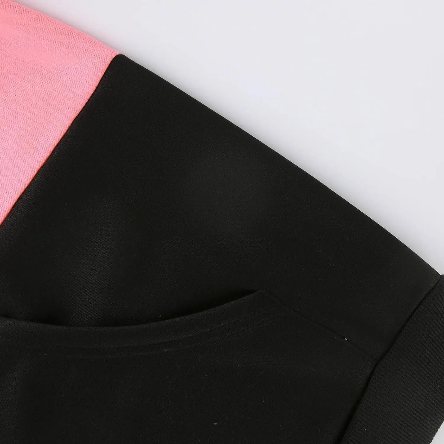 Fleece Hoodie Women Oversized Color Block Cowl Neck Hooded Pullover Casual Loose Drop Shoulder Sweatpants with Pockets