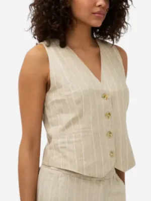 Gilet Linen Stripe Vest