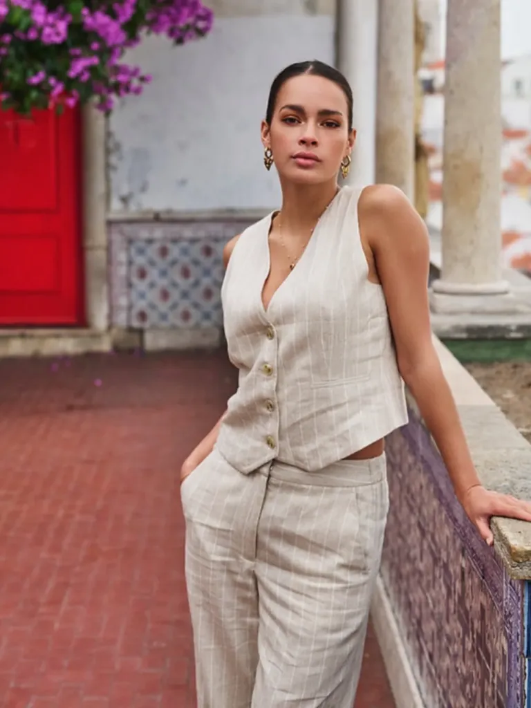 Gilet Linen Stripe Vest