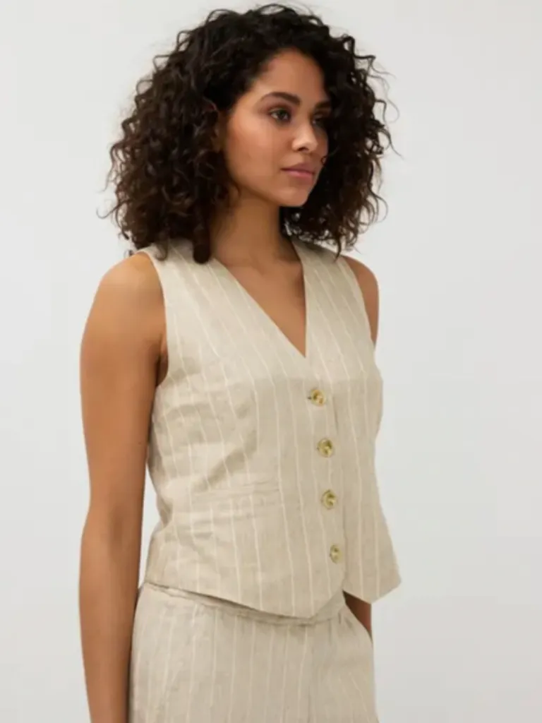 Gilet Linen Stripe Vest