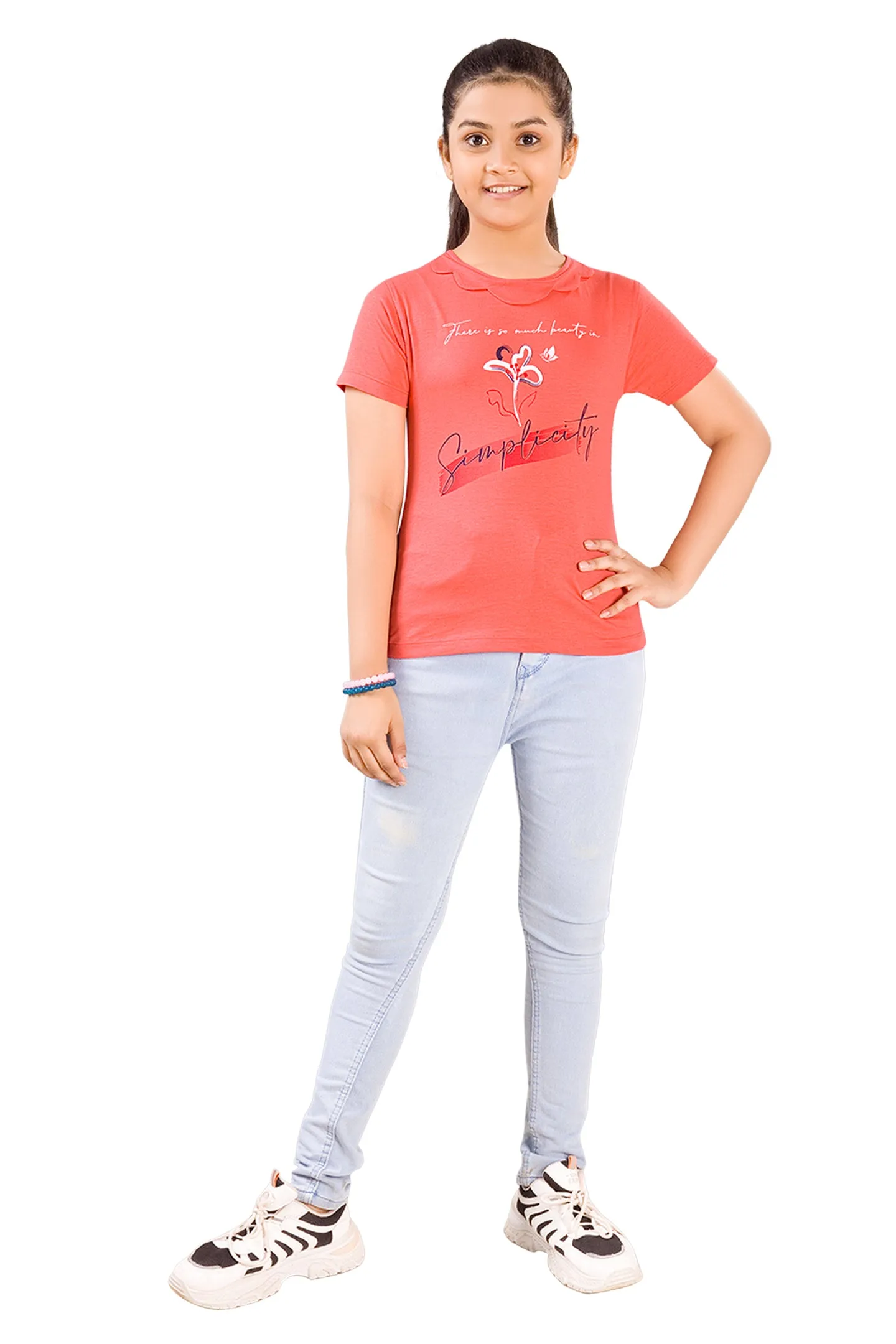 Girls Round Neck Half Sleeve Tees - Blosom