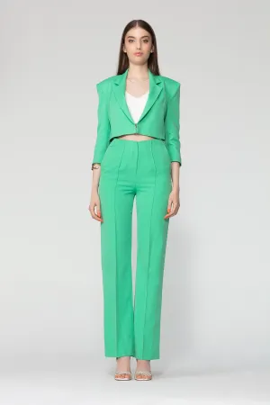 Green High Waist Trousers With Pocket