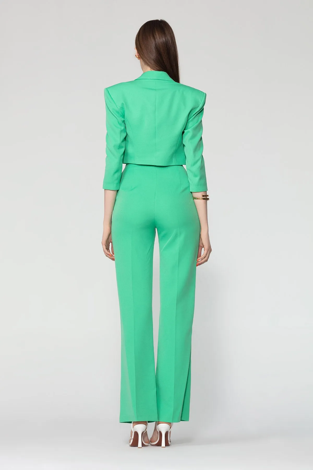 Green High Waist Trousers With Pocket