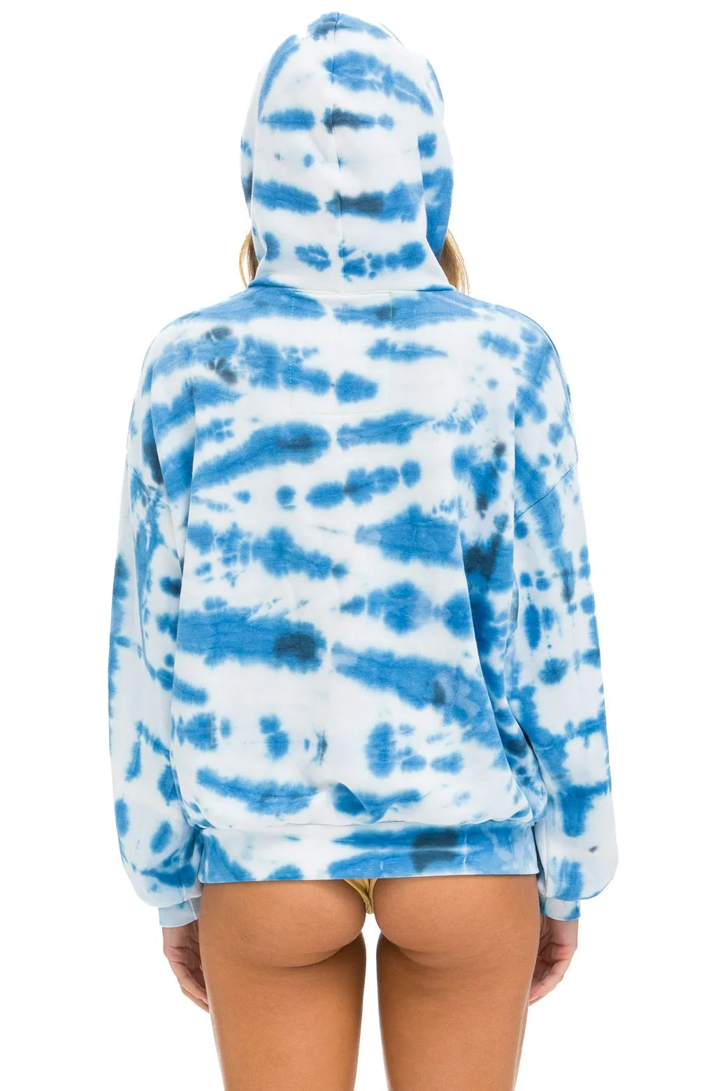 HAND DYED PULLOVER HOODIE RELAXED - TIE DYE BLUE