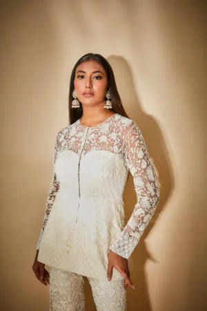 Hand embroidered  jacket sharara set