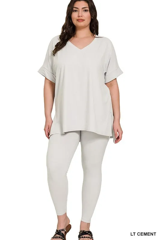High Quality Buttery-Soft Breathable SD Loungewear Set (Lt Cement)