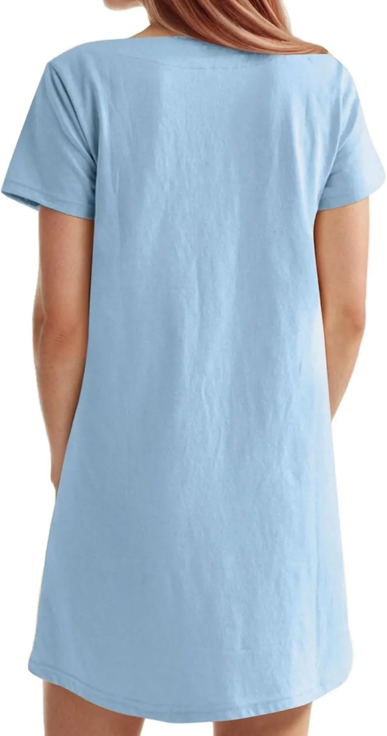 hlysgo Beach Dresses for Women 2025 Summer Short Sleeve Square Neck Casual Dress Solid Soft Comfy Mini Dress with Pockets