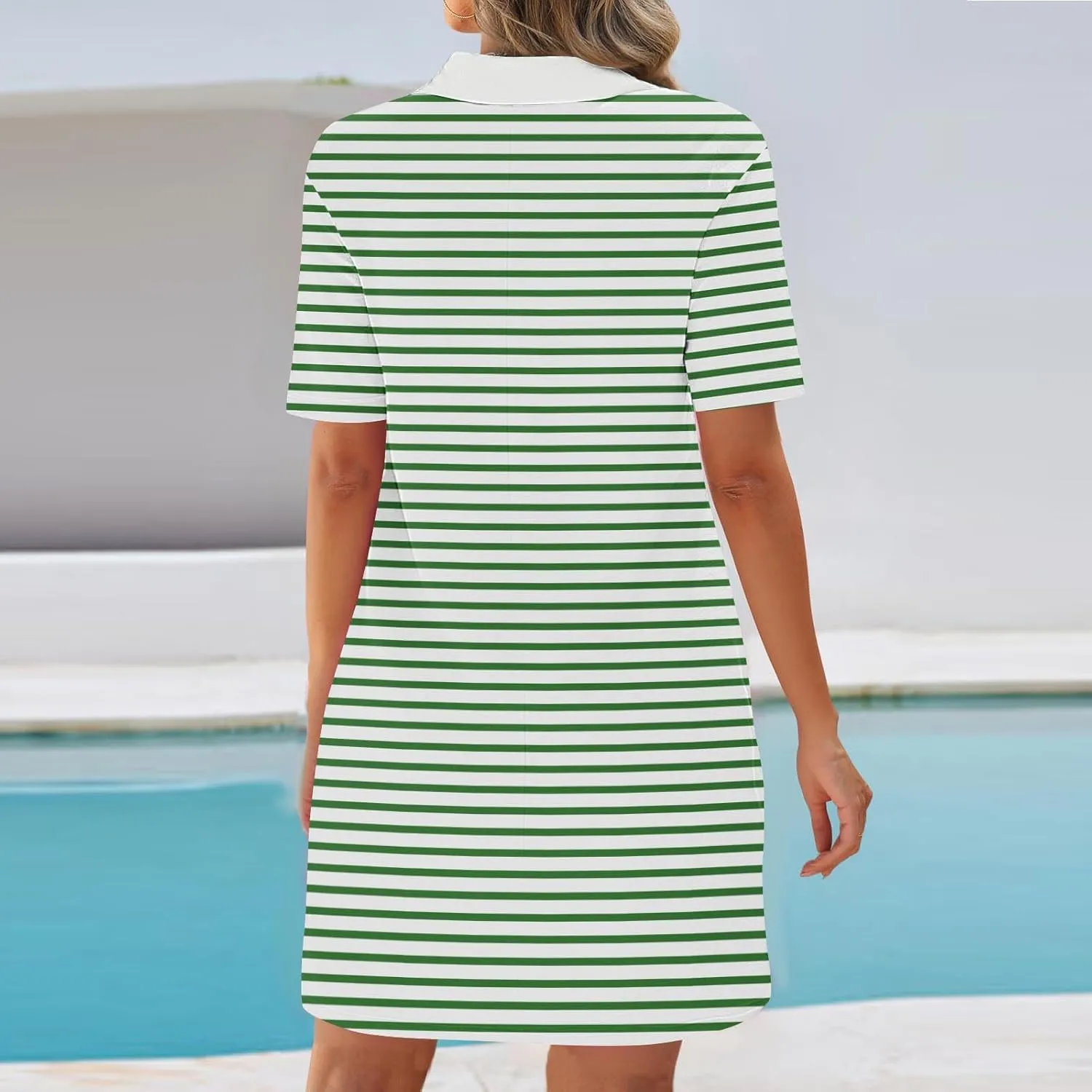 hlysgo Womens Summer Dresses 2025 Trendy Stripes Print Puff Short Sleeve V Neck Mini Dress Elegant Ladies Going Out Dress