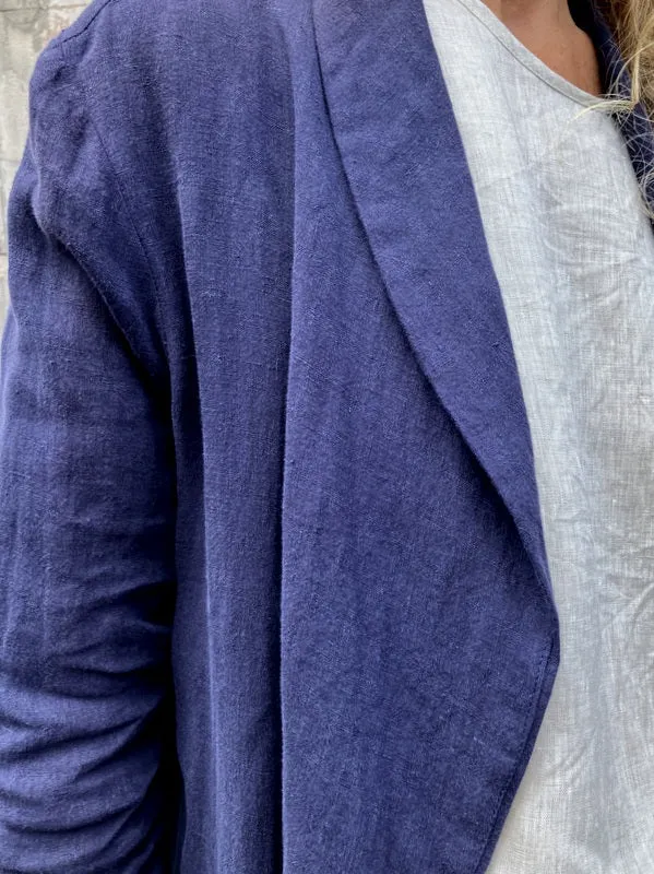 Jiva Antique Wash Linen Catherine Coat - Navy