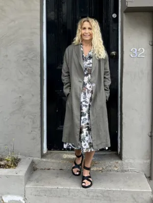 Jiva Antique Wash Linen Catherine Coat - Olive