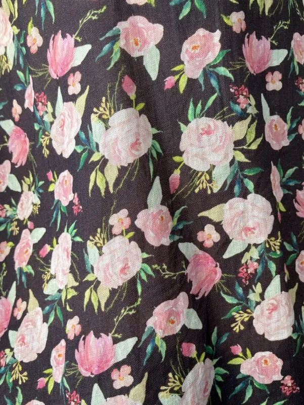 Jiva Maria Shirt - Black Rose Print - Ramie