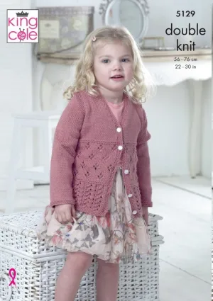 King Cole Cottonsoft DK Pattern 5129  - Long & Short Sleeved Cardigans