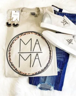 MAMA Animal Print Circle Natural Graphic Tee