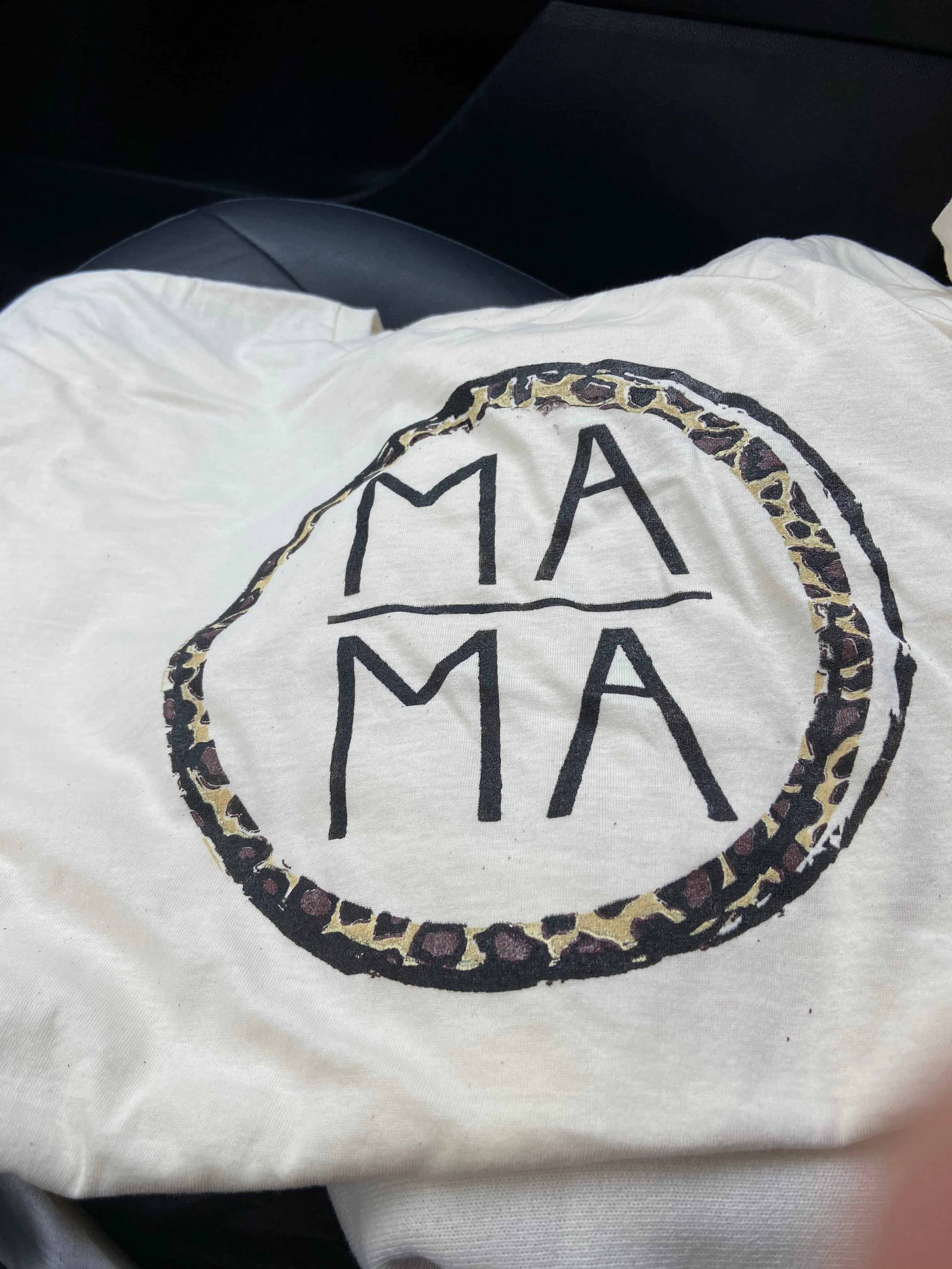 MAMA Animal Print Circle Natural Graphic Tee