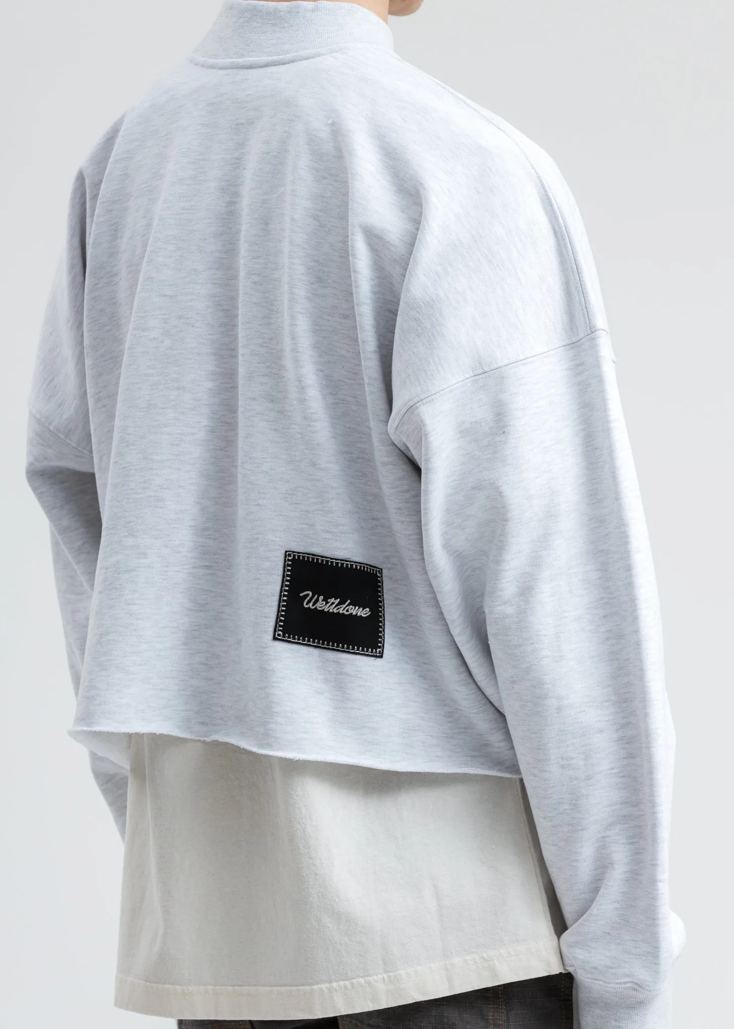 Melange Grey Smiley Raw Edge Sweatshirt