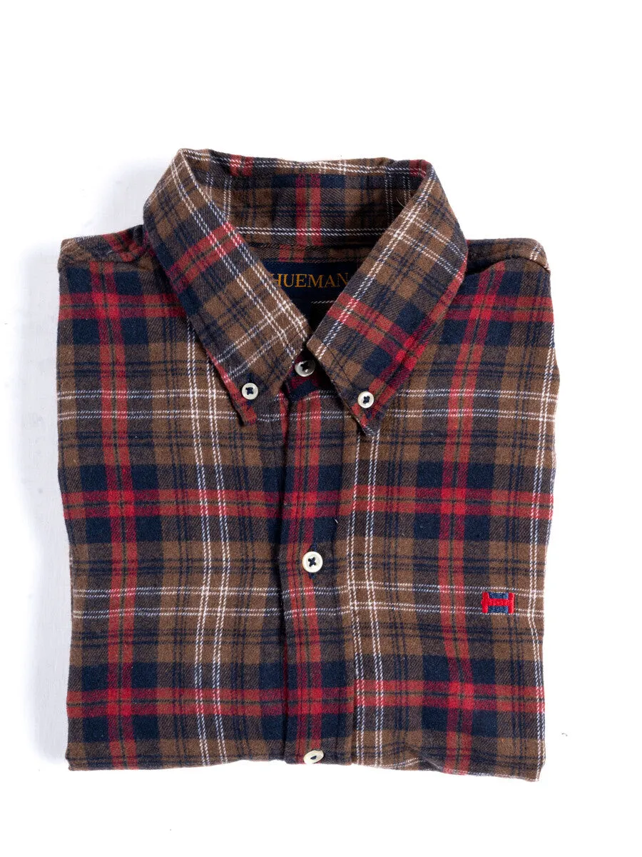 Men Brown/Red Flannel Button Down Shirt