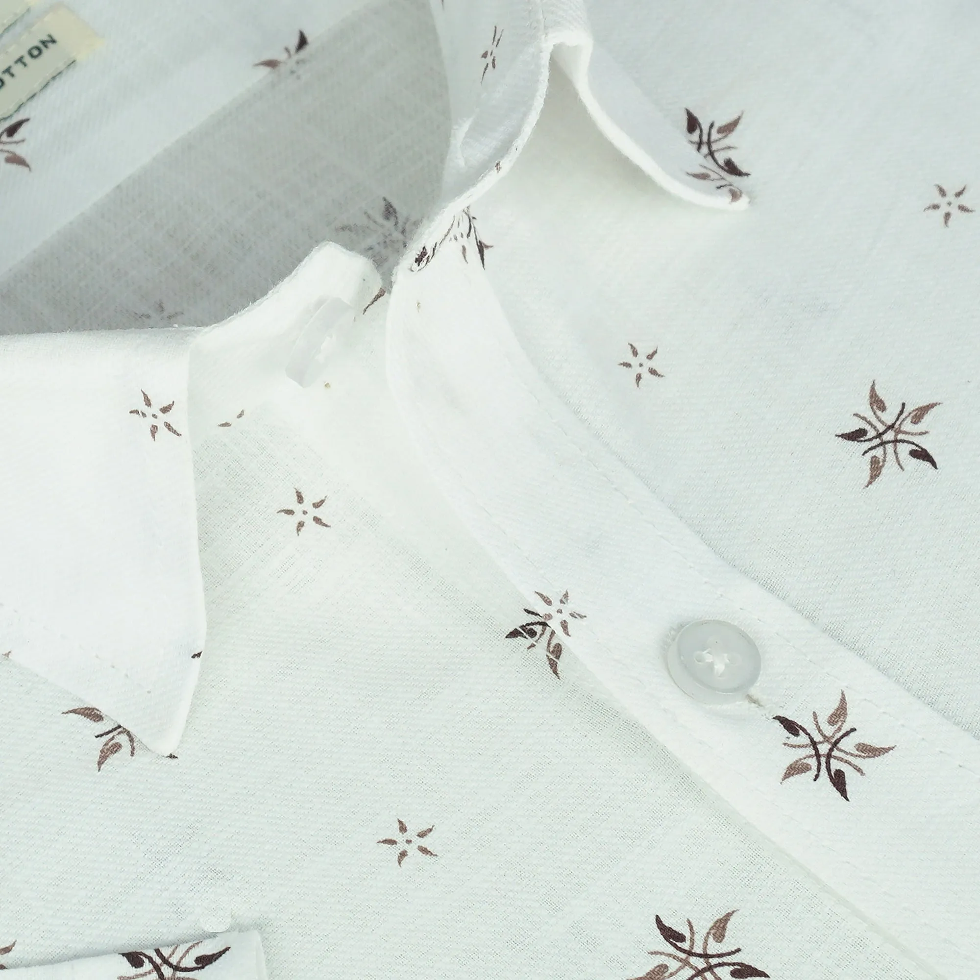 Men's 100% Cotton Printed Half Sleeves Shirt (Brown)