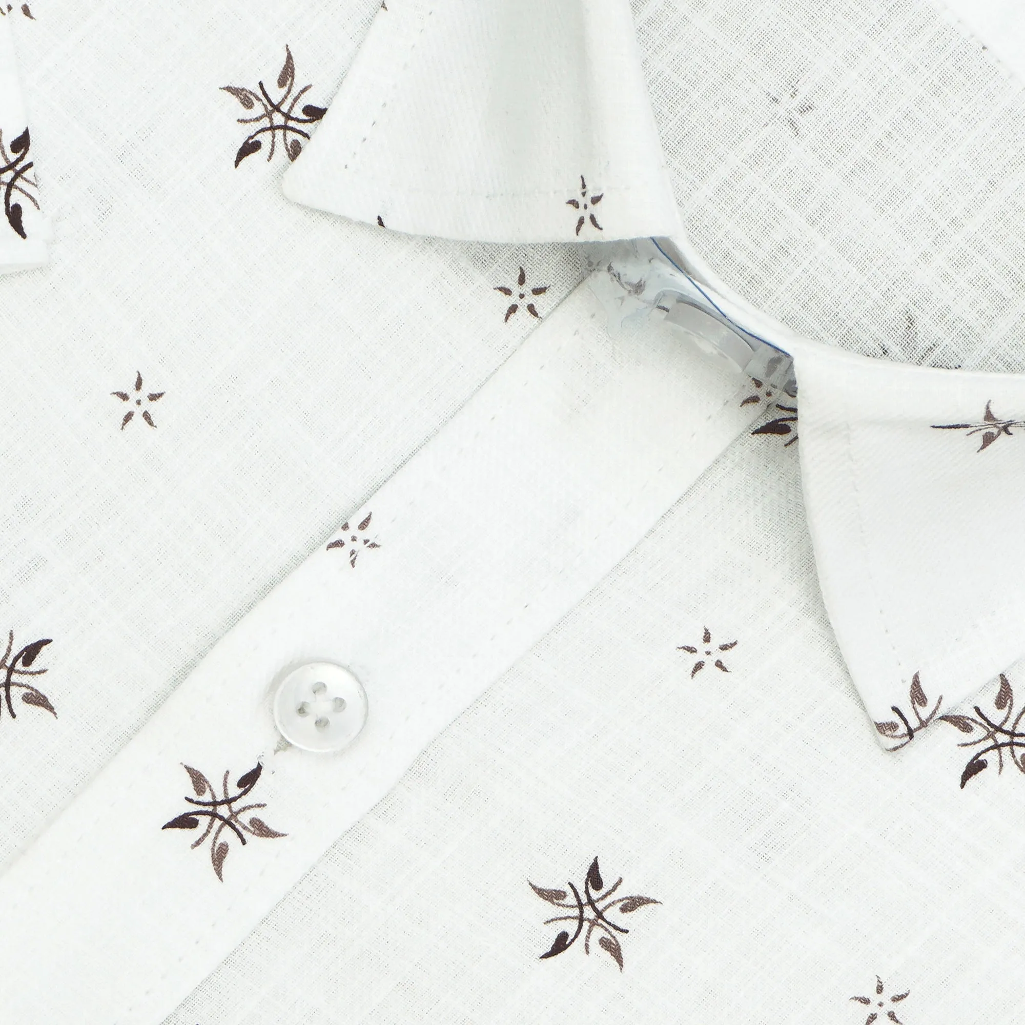 Men's 100% Cotton Printed Half Sleeves Shirt (Brown)
