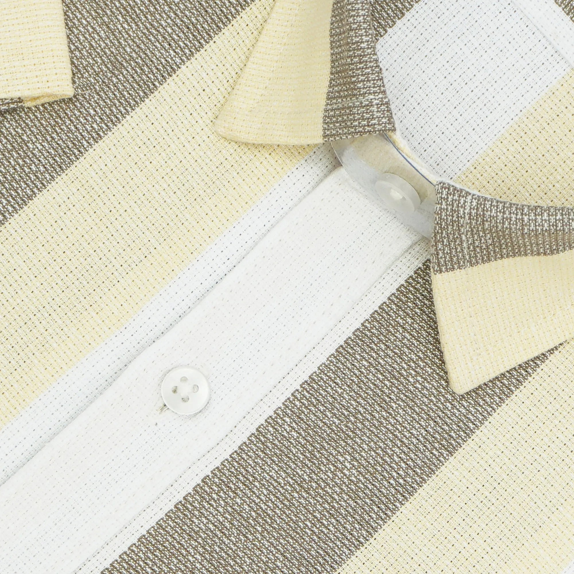Men's 100% Cotton Striped Half Sleeves Shirt (Beige)