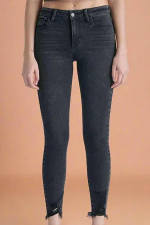 Mid Rise Crop Skinny W/ Frayed Hem C252