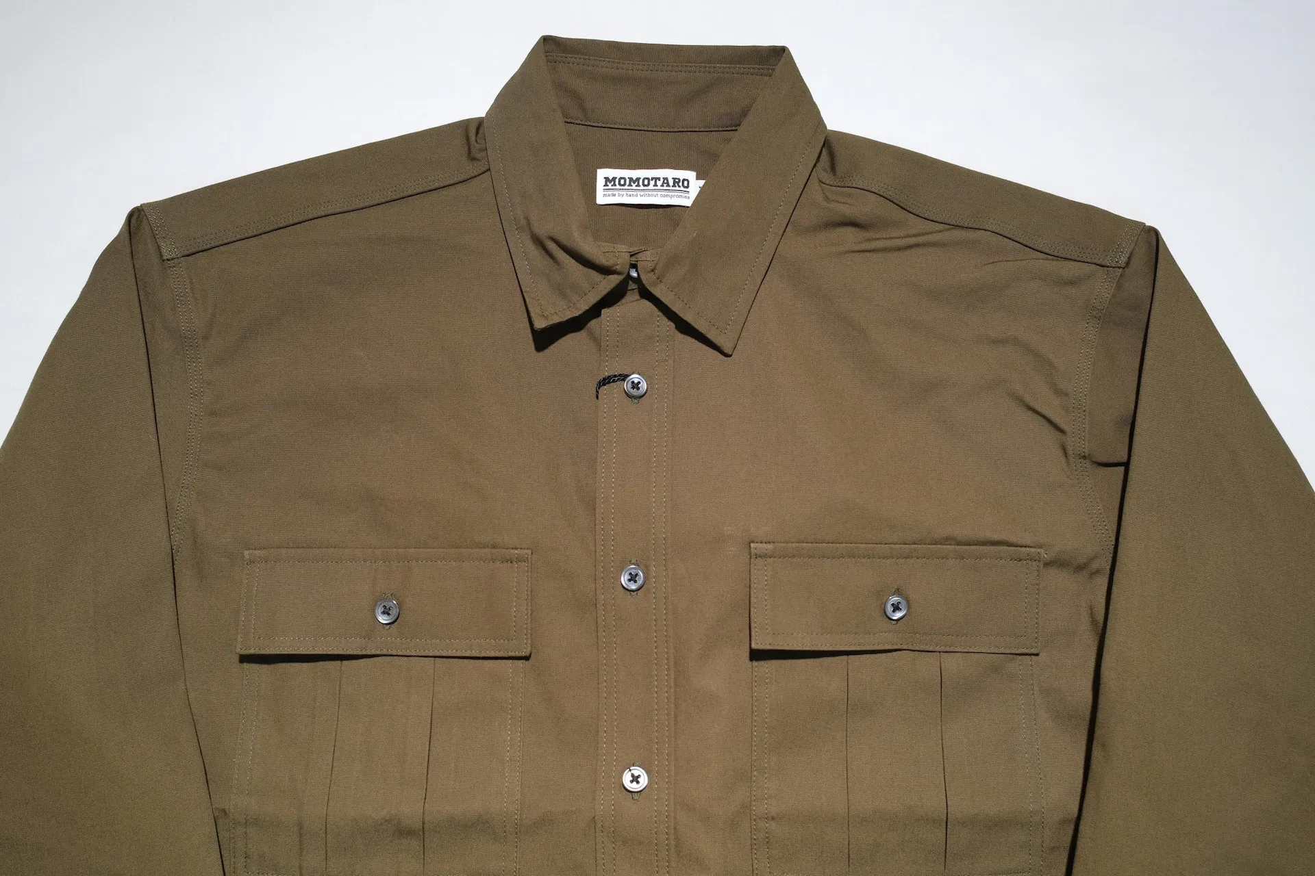 Momotaro 8oz Duck Canvas Military Style Workshirt (Olive)