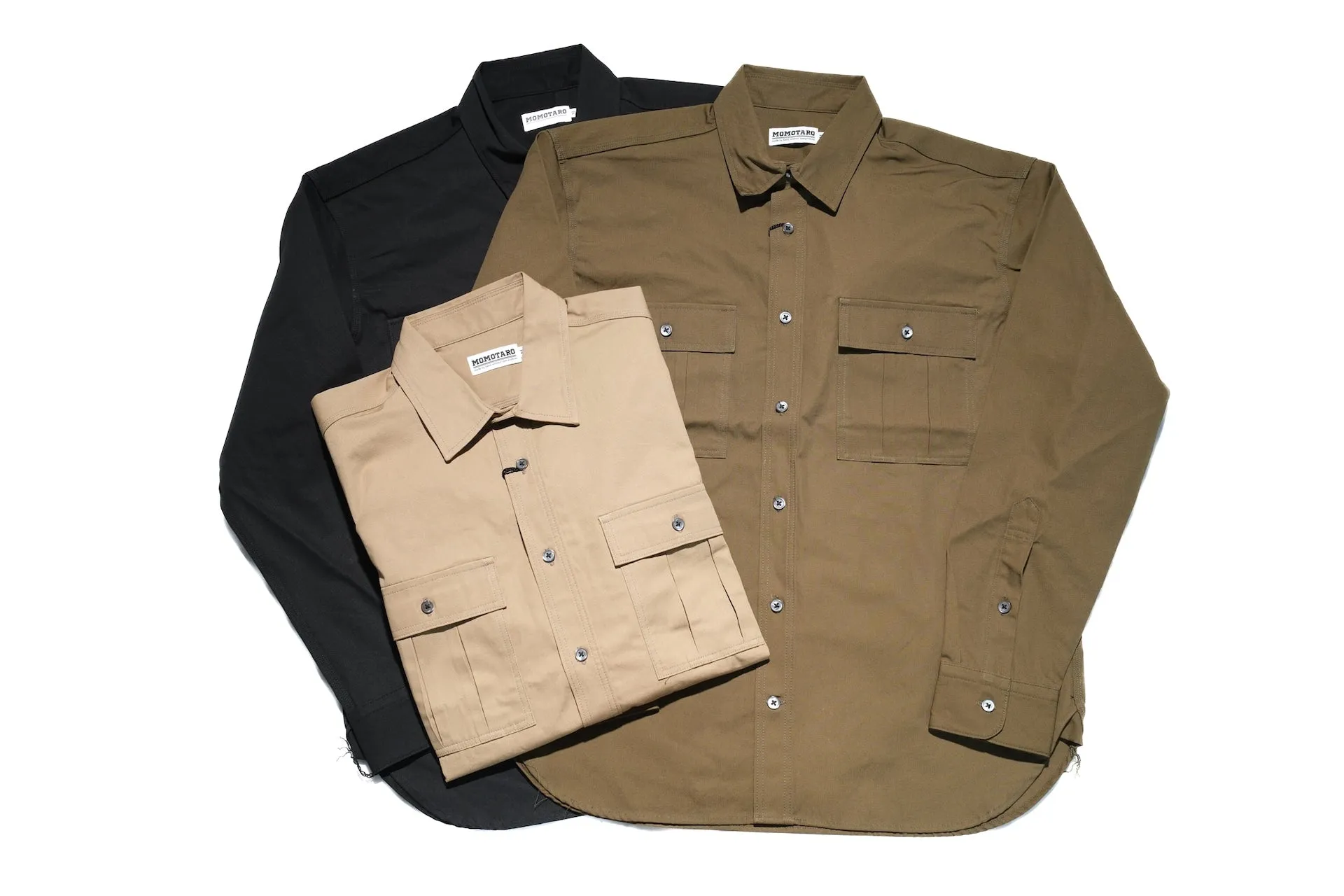 Momotaro 8oz Duck Canvas Military Style Workshirt (Olive)