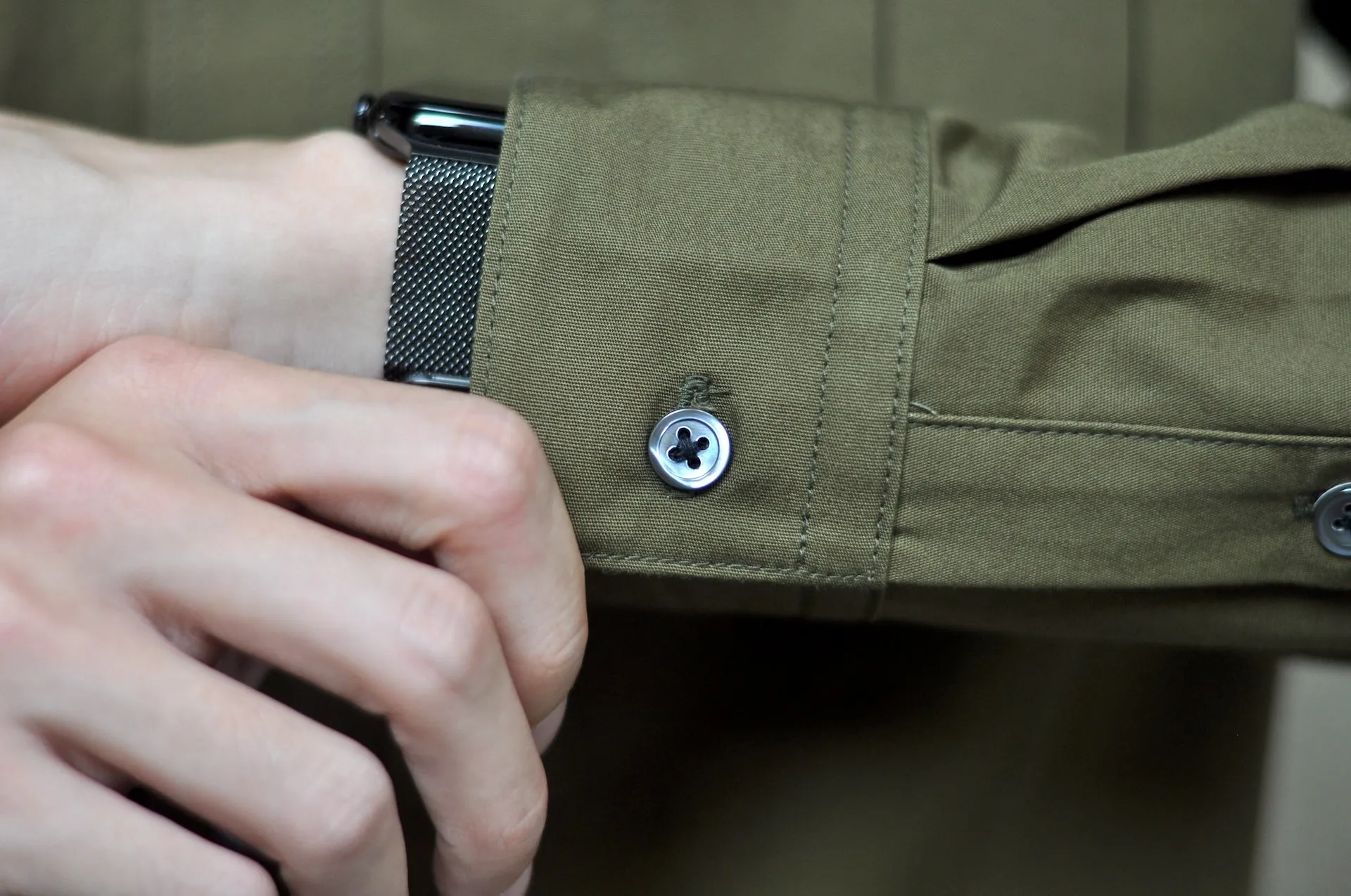 Momotaro 8oz Duck Canvas Military Style Workshirt (Olive)