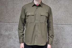 Momotaro 8oz Duck Canvas Military Style Workshirt (Olive)