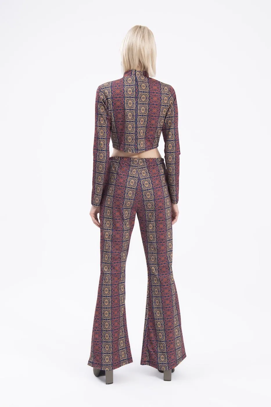 Navy Blue Waist Bottom Patterned Trousers