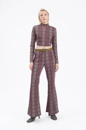 Navy Blue Waist Bottom Patterned Trousers
