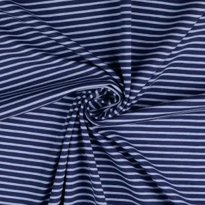 Navy With Baby Blue Small Stripe Cotton Jersey