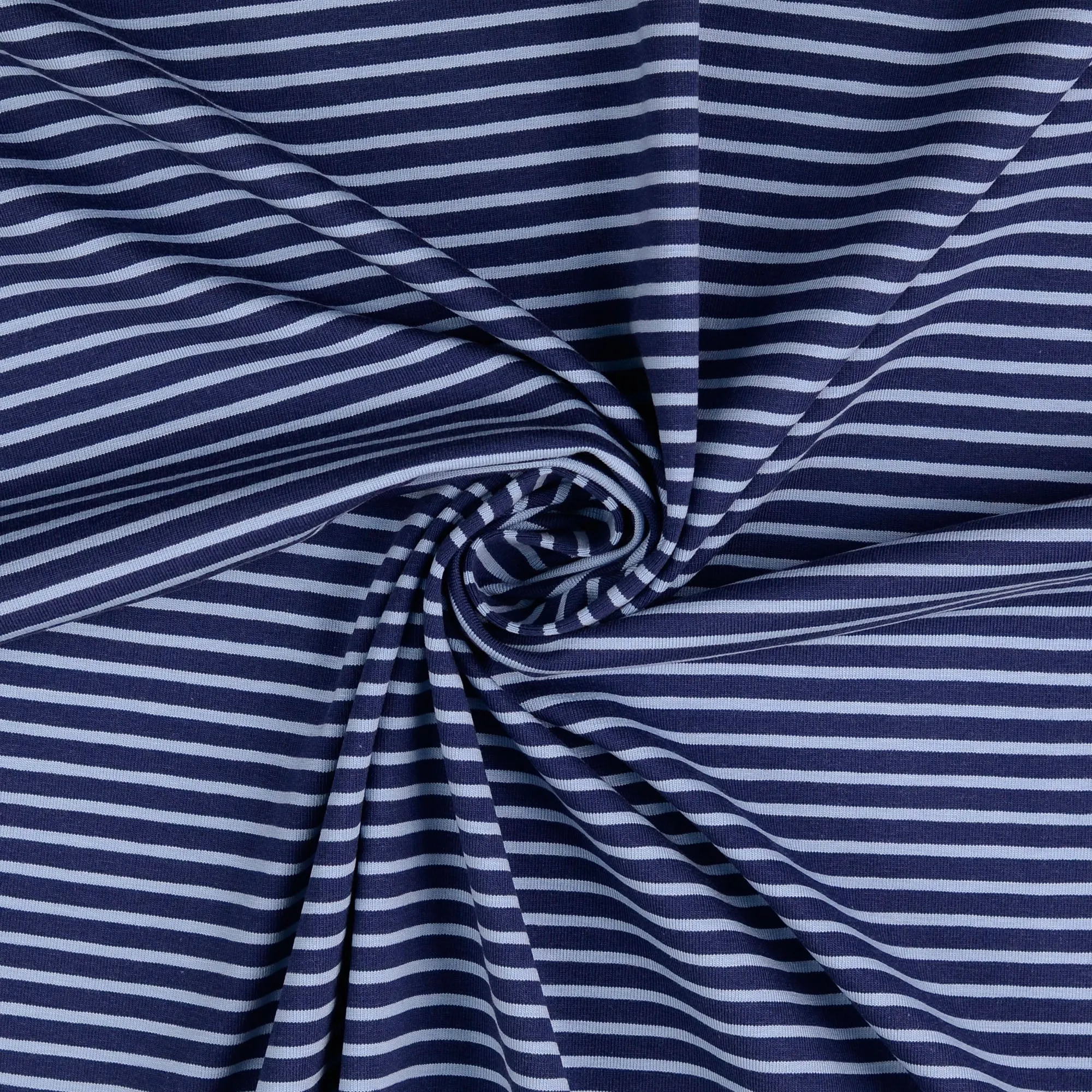Navy With Baby Blue Small Stripe Cotton Jersey