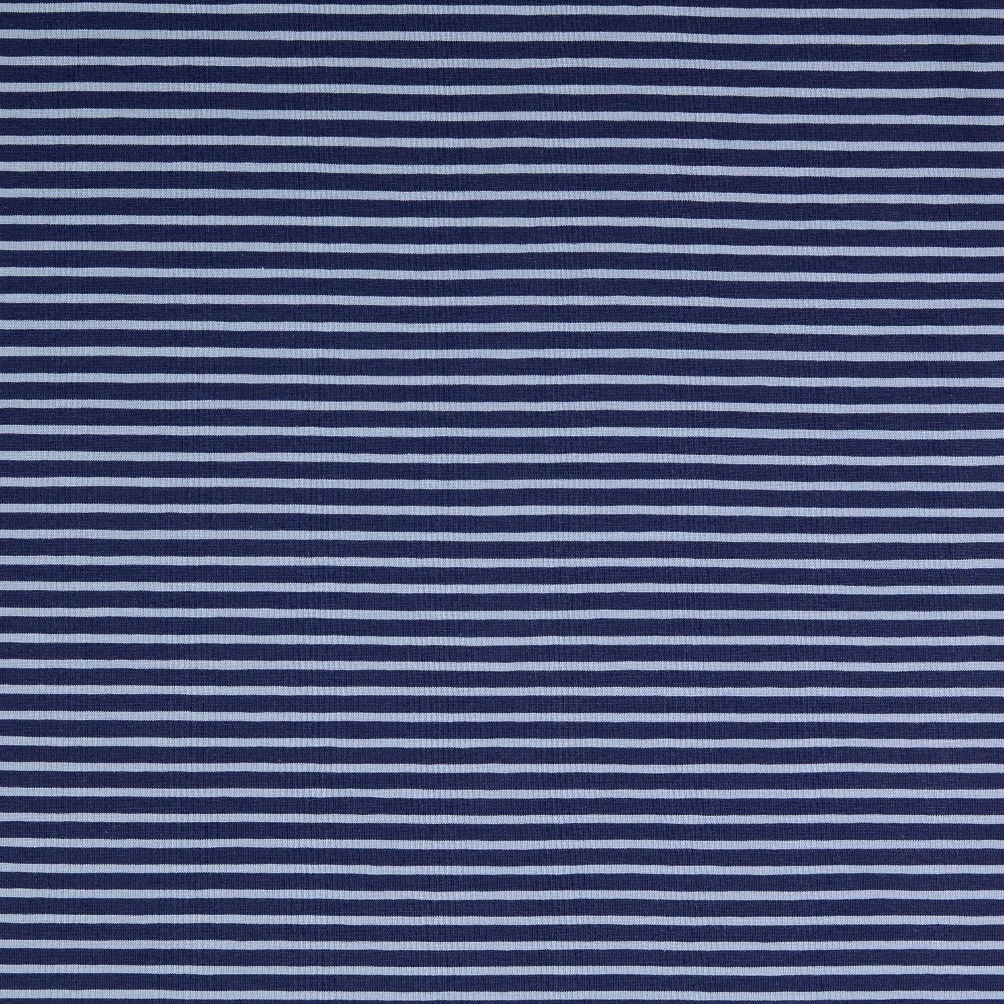 Navy With Baby Blue Small Stripe Cotton Jersey