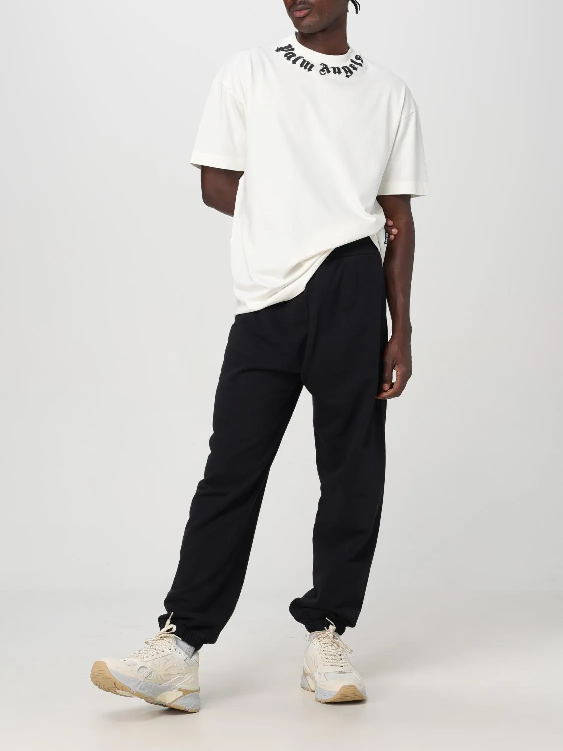 Palm Angels White Logo Neck T-Shirt