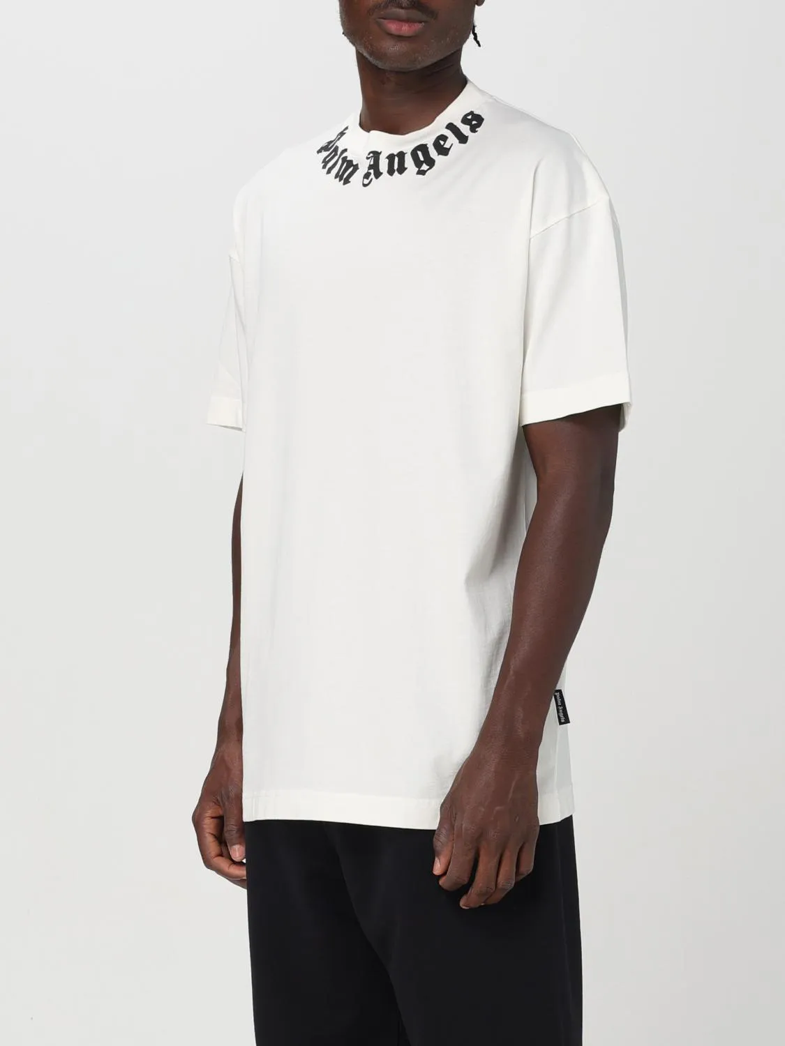Palm Angels White Logo Neck T-Shirt