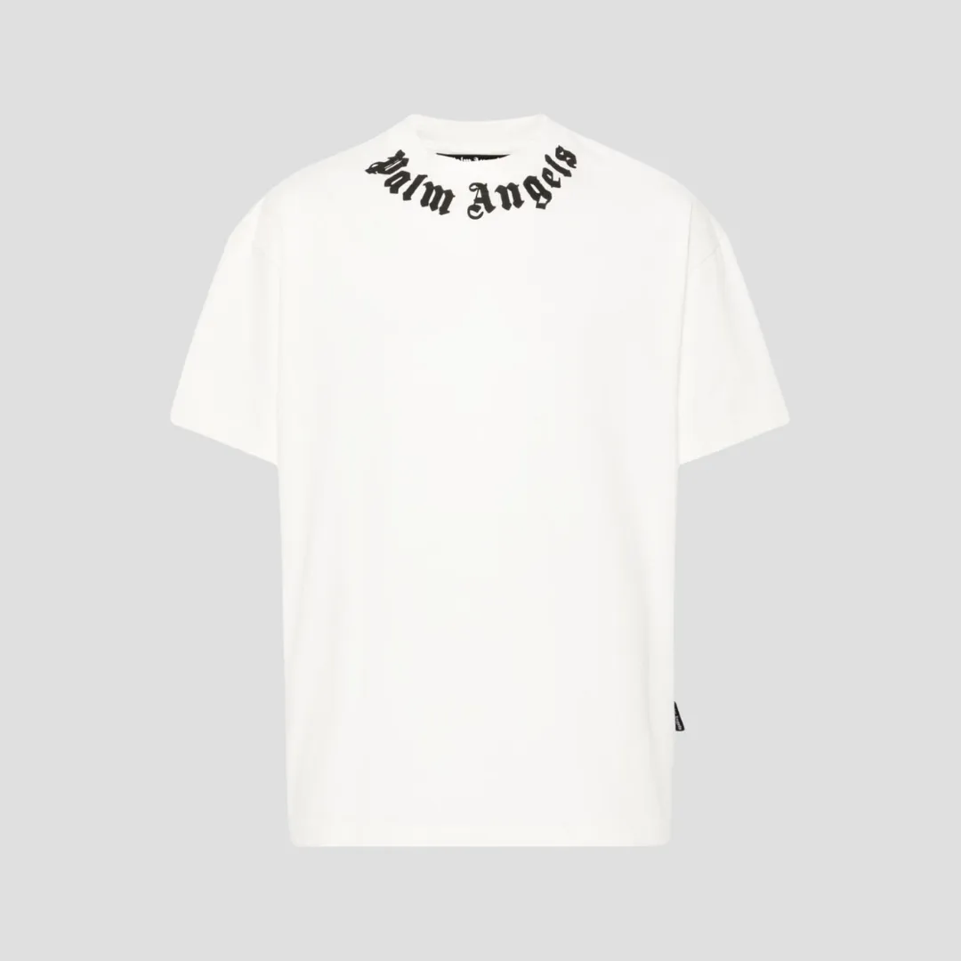 Palm Angels White Logo Neck T-Shirt