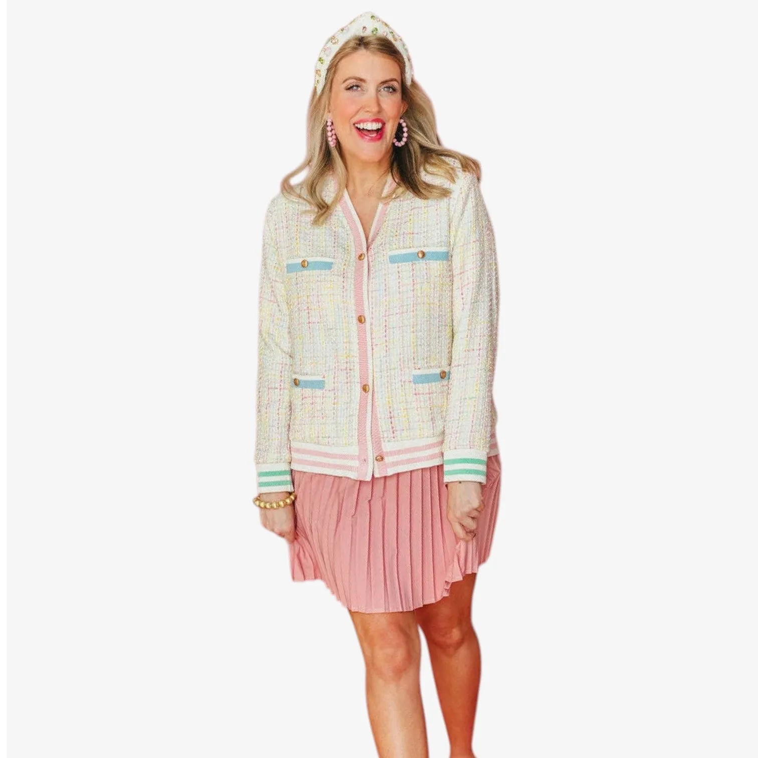 Pastel Tweed Cardigan